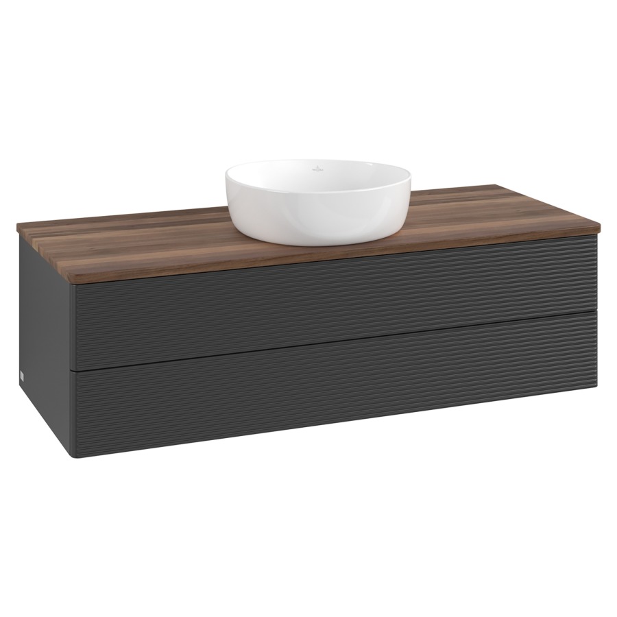 Élément inférieur  Antao
120 x 36 x 50 cm
élément de tiroir, 2&nbsp;tiroirs
avec siphon gain de place
avec matériel de fixation
pour 1 lavabo à poser 234171/234172/234173
recouvrement Warm Walnut
sans trou pour robinet