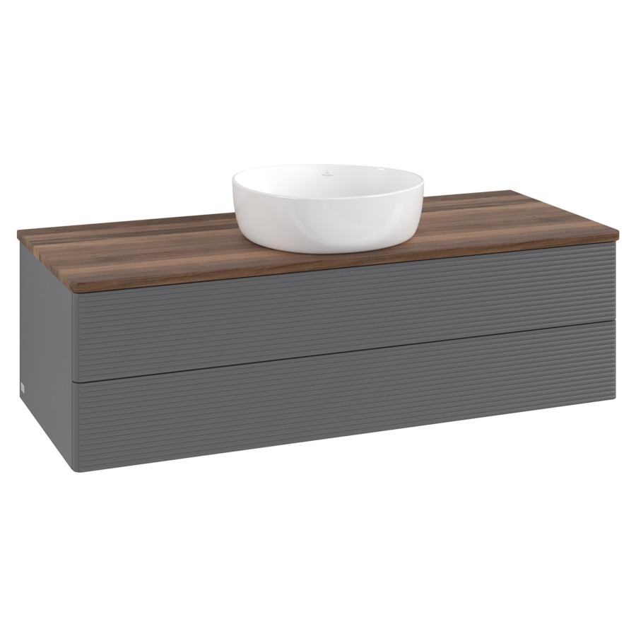 Élément inférieur  Antao
120 x 36 x 50 cm
élément de tiroir, 2&nbsp;tiroirs
avec siphon gain de place
avec matériel de fixation
pour 1 lavabo à poser 234171/234172/234173
recouvrement Warm Walnut
sans trou pour robinet