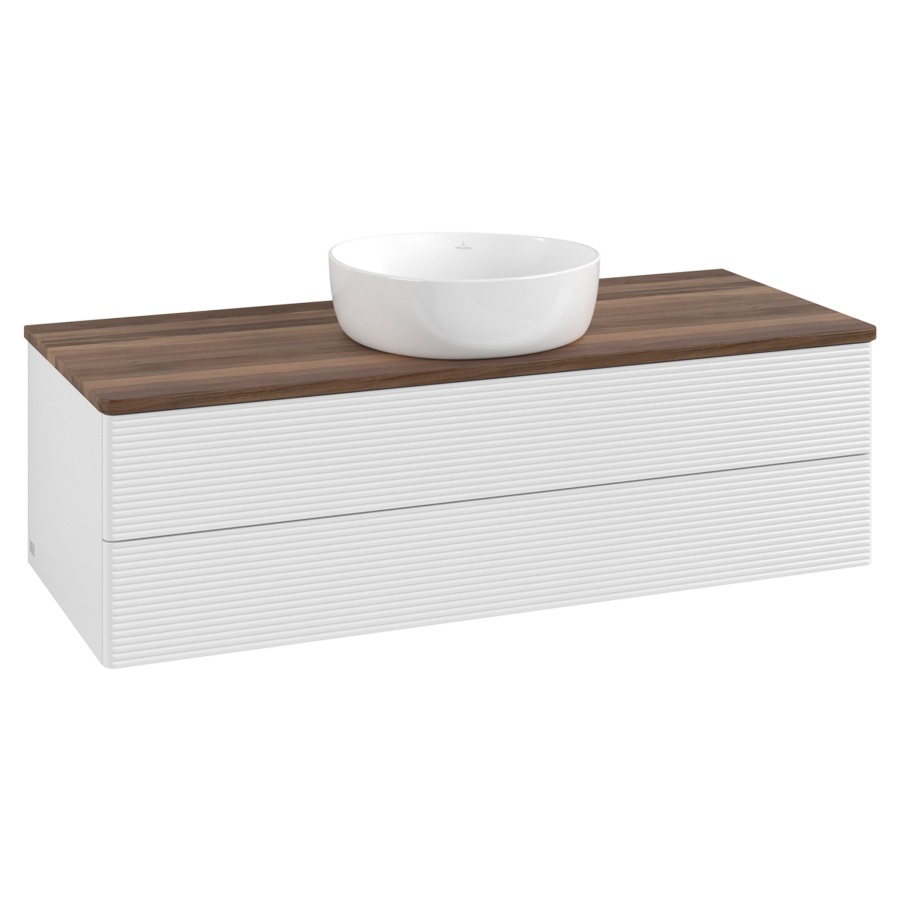 Élément inférieur  Antao
120 x 36 x 50 cm
élément de tiroir, 2&nbsp;tiroirs
avec siphon gain de place
avec matériel de fixation
pour 1 lavabo à poser 234171/234172/234173
recouvrement Warm Walnut
sans trou pour robinet