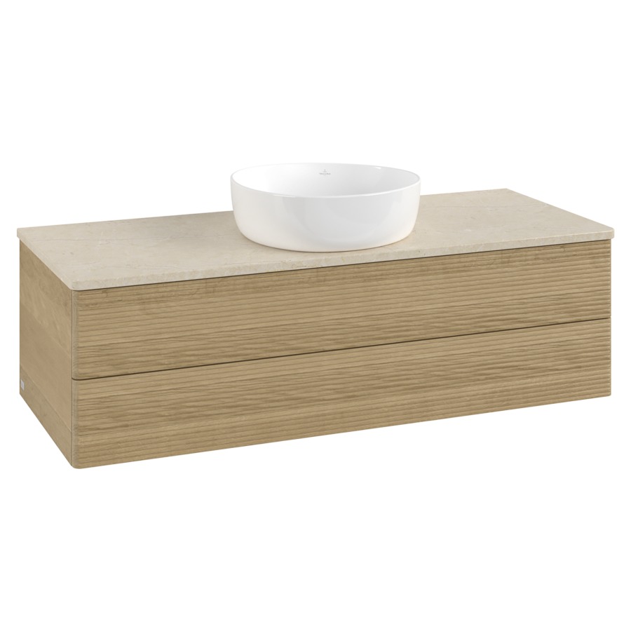 Élément inférieur  Antao
120 x 36 x 50 cm
élément de tiroir, 2&nbsp;tiroirs
avec siphon gain de place
avec matériel de fixation
pour 1 lavabo à poser 234171/234172/234173
recouvrement Botticino
sans trou pour robinet