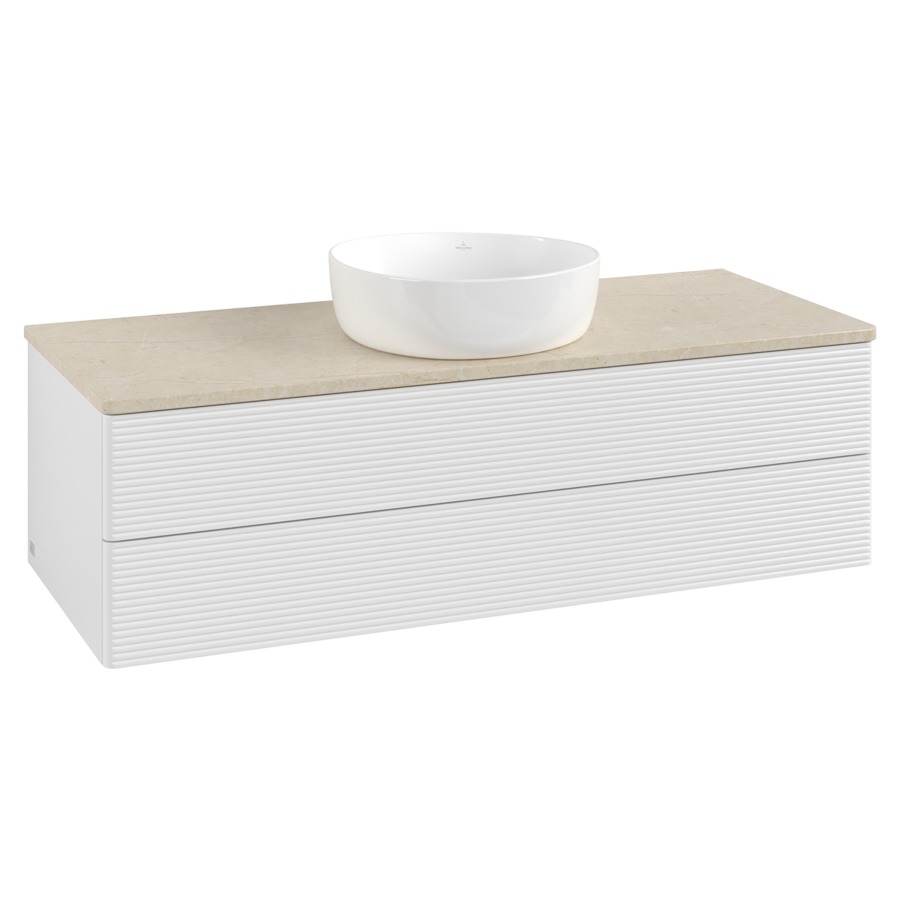 Élément inférieur  Antao
120 x 36 x 50 cm
élément de tiroir, 2&nbsp;tiroirs
avec siphon gain de place
avec matériel de fixation
pour 1 lavabo à poser 234171/234172/234173
recouvrement Botticino
sans trou pour robinet