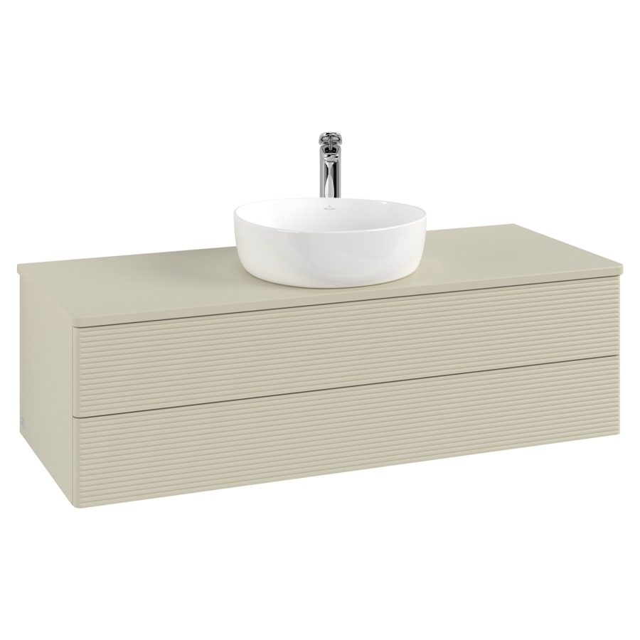Élément inférieur  Antao
120 x 36 x 50 cm
élément de tiroir, 2&nbsp;tiroirs
avec siphon gain de place
avec matériel de fixation
pour 1 lavabo à poser 101037/101039/234171
recouvrement avec 1 trou pour robinet