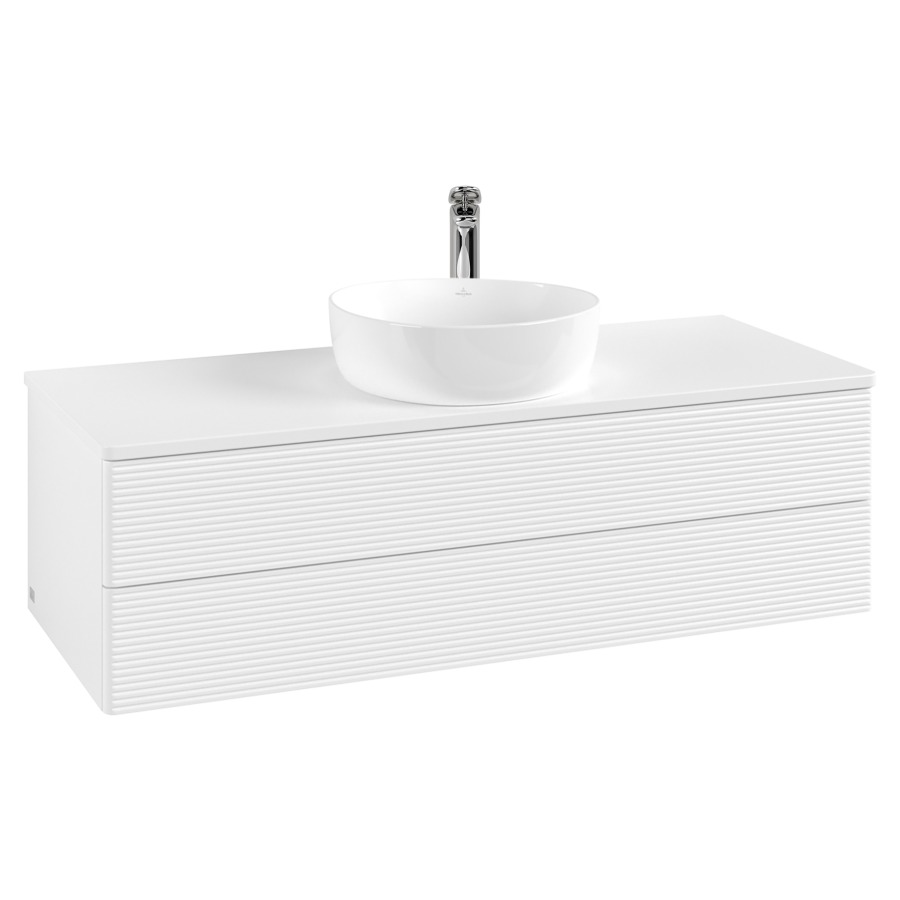 Élément inférieur  Antao
120 x 36 x 50 cm
élément de tiroir, 2&nbsp;tiroirs
avec siphon gain de place
avec matériel de fixation
pour 1 lavabo à poser 101037/101039/234171
recouvrement avec 1 trou pour robinet