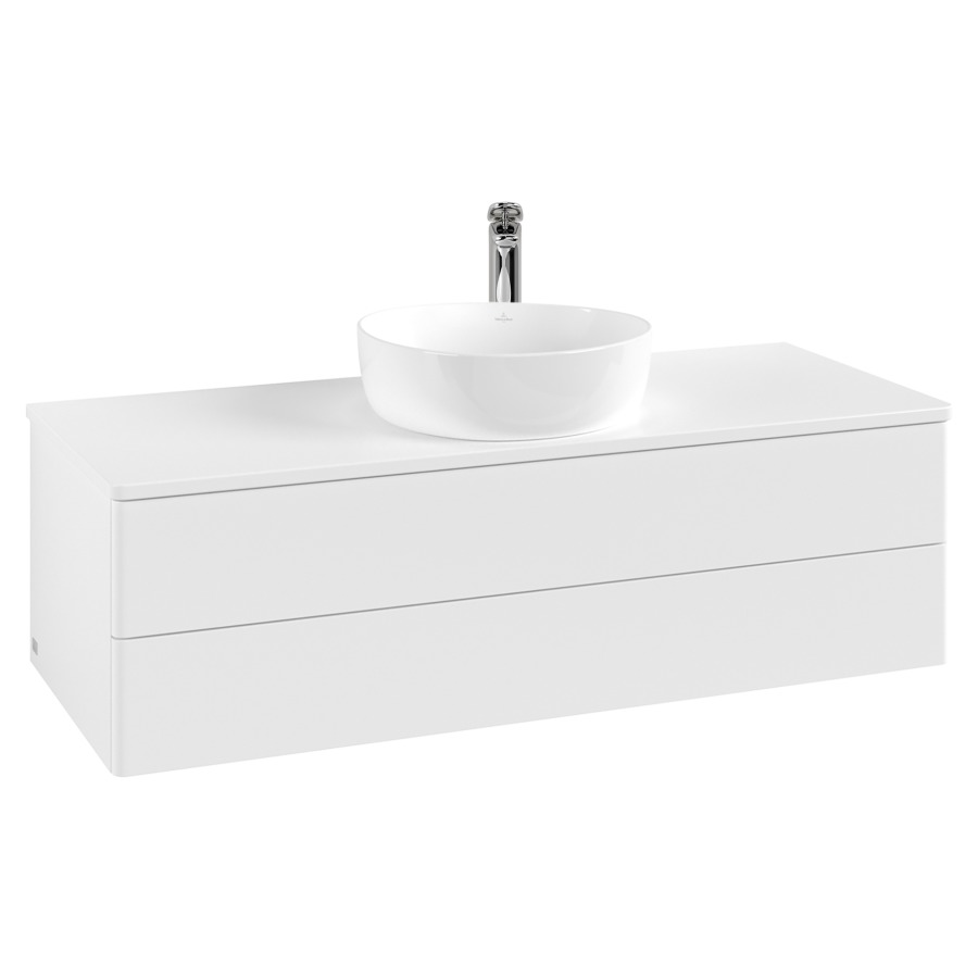 Élément inférieur  Antao
120 x 36 x 50 cm
élément de tiroir, 2&nbsp;tiroirs
avec siphon gain de place
avec matériel de fixation
pour 1 lavabo à poser 101037/101039/234171
recouvrement avec 1 trou pour robinet