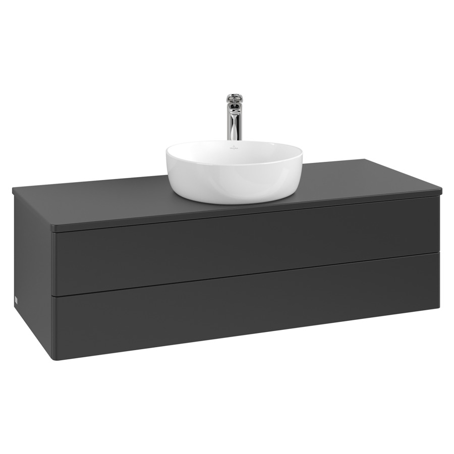 Élément inférieur  Antao
120 x 36 x 50 cm
élément de tiroir, 2&nbsp;tiroirs
avec siphon gain de place
avec matériel de fixation
pour 1 lavabo à poser 101037/101039/234171
recouvrement avec 1 trou pour robinet