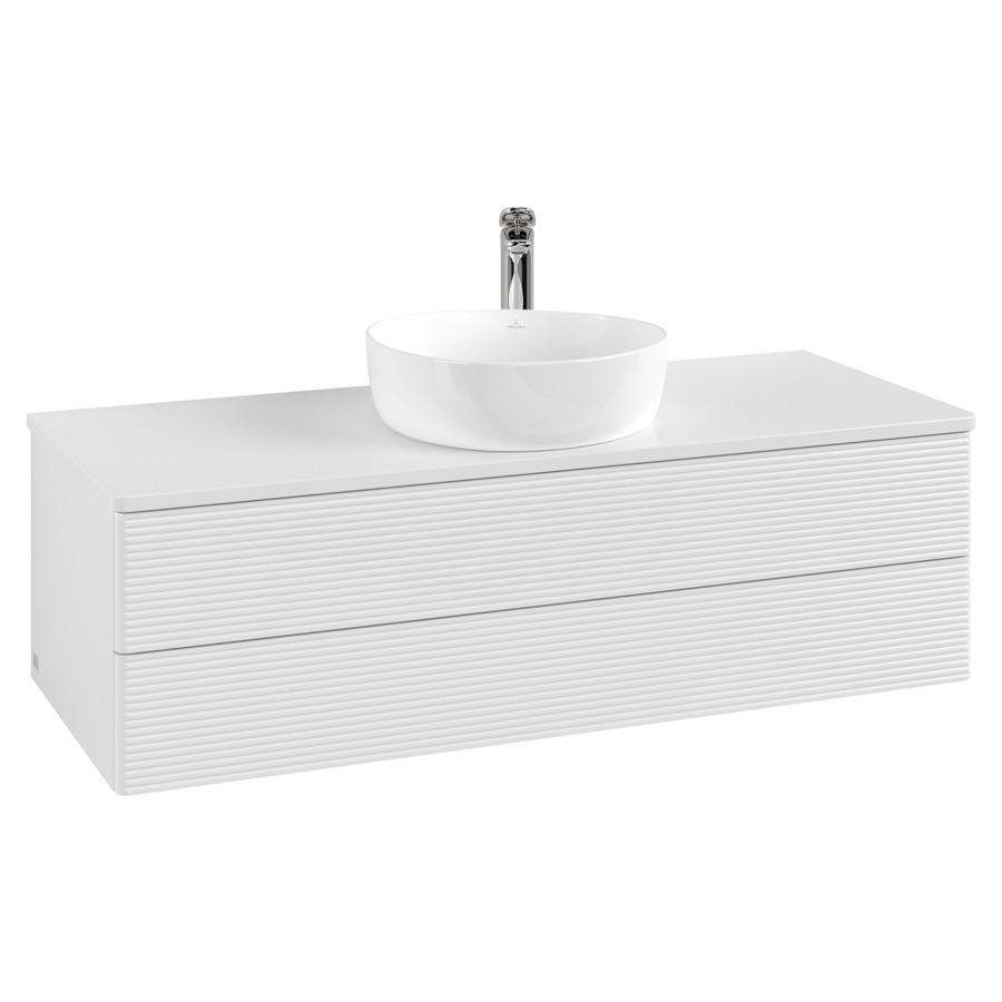Élément inférieur  Antao
120 x 36 x 50 cm
élément de tiroir, 2&nbsp;tiroirs
avec siphon gain de place
avec matériel de fixation
pour 1 lavabo à poser 101037/101039/234171
recouvrement avec 1 trou pour robinet