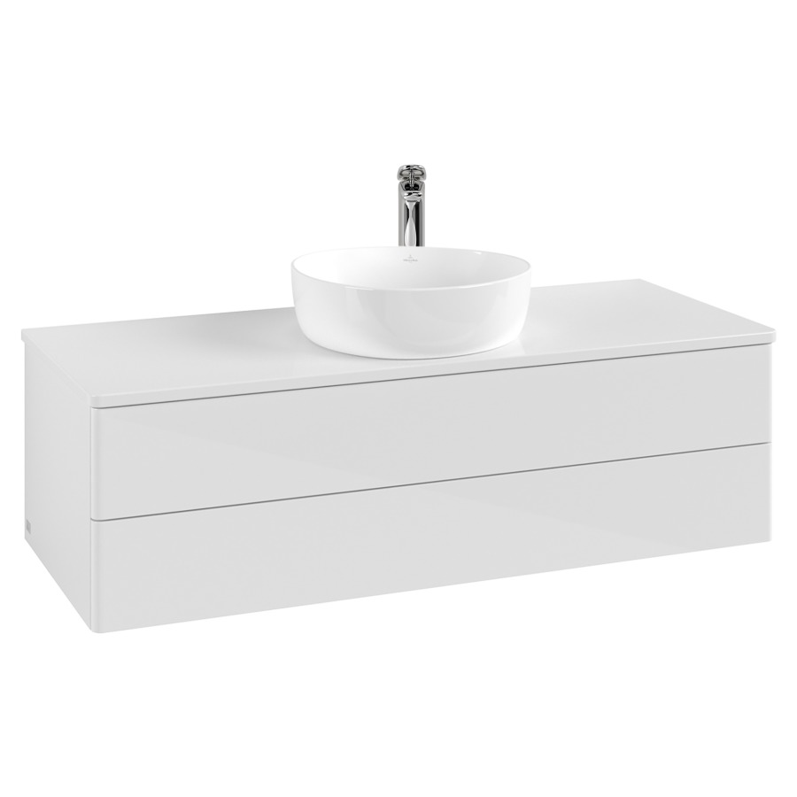 Élément inférieur  Antao
120 x 36 x 50 cm
élément de tiroir, 2&nbsp;tiroirs
avec siphon gain de place
avec matériel de fixation
pour 1 lavabo à poser 101037/101039/234171
recouvrement avec 1 trou pour robinet