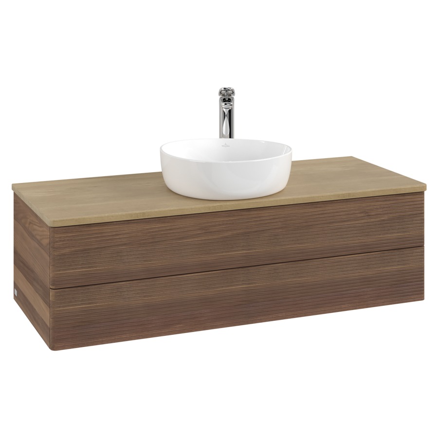 Élément inférieur  Antao
120 x 36 x 50 cm
élément de tiroir, 2&nbsp;tiroirs
avec siphon gain de place
avec matériel de fixation
pour 1 lavabo à poser 101037/101039/234171
recouvrement Honey Oak, 1 trou pour robinet