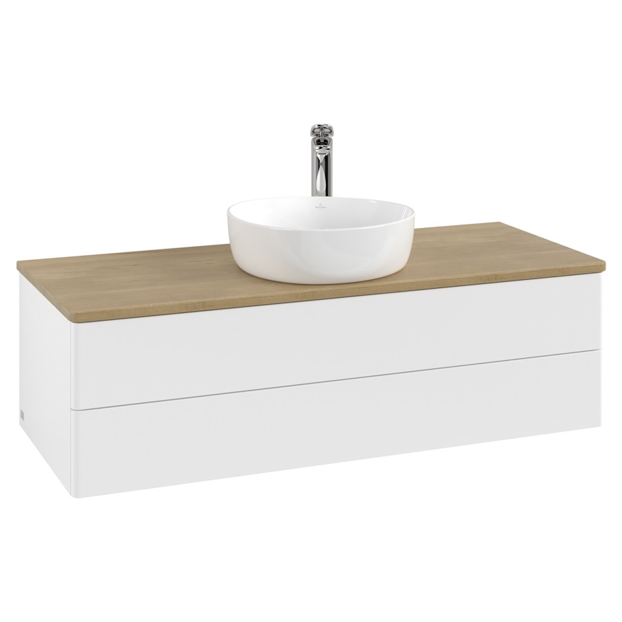 Élément inférieur  Antao
120 x 36 x 50 cm
élément de tiroir, 2&nbsp;tiroirs
avec siphon gain de place
avec matériel de fixation
pour 1 lavabo à poser 101037/101039/234171
recouvrement Honey Oak, 1 trou pour robinet