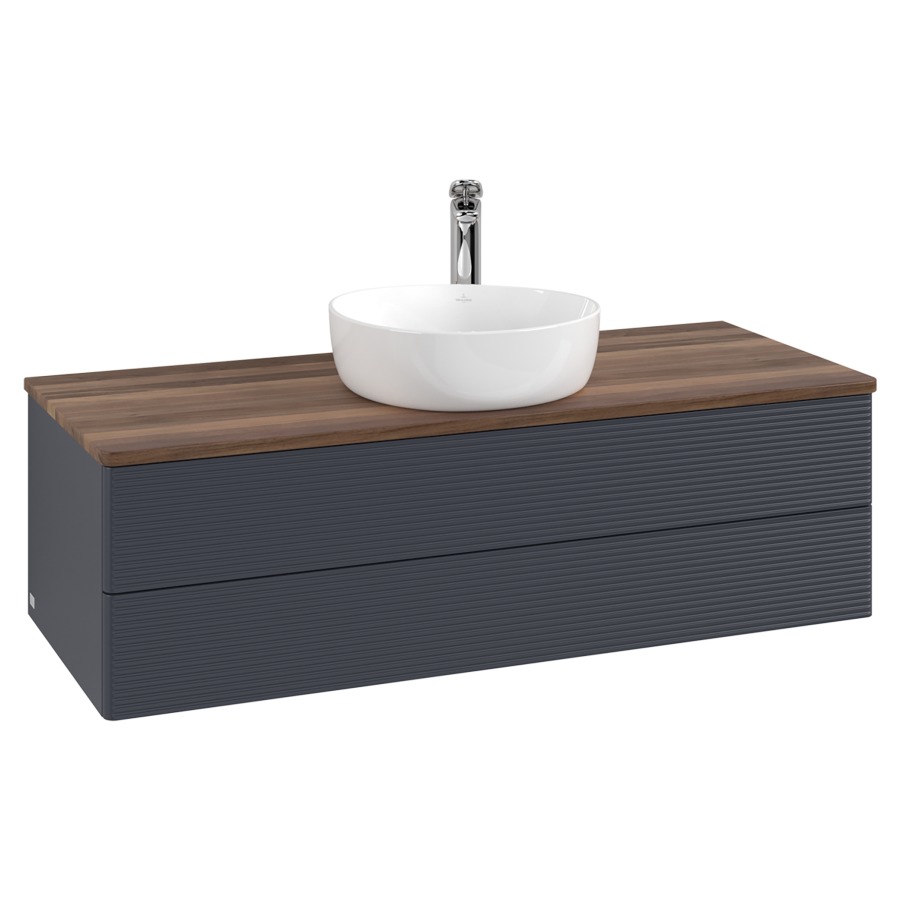 Élément inférieur  Antao
120 x 36 x 50 cm
élément de tiroir, 2&nbsp;tiroirs
avec siphon gain de place
avec matériel de fixation
pour 1 lavabo à poser 101037/101039/234171
recouvrement Warm Walnut, 1 trou pour robinet