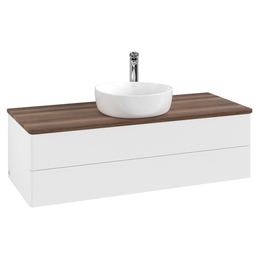 Élément inférieur  Antao
120 x 36 x 50 cm
élément de tiroir, 2&nbsp;tiroirs
avec siphon gain de place
avec matériel de fixation
pour 1 lavabo à poser 101037/101039/234171
recouvrement Warm Walnut, 1 trou pour robinet