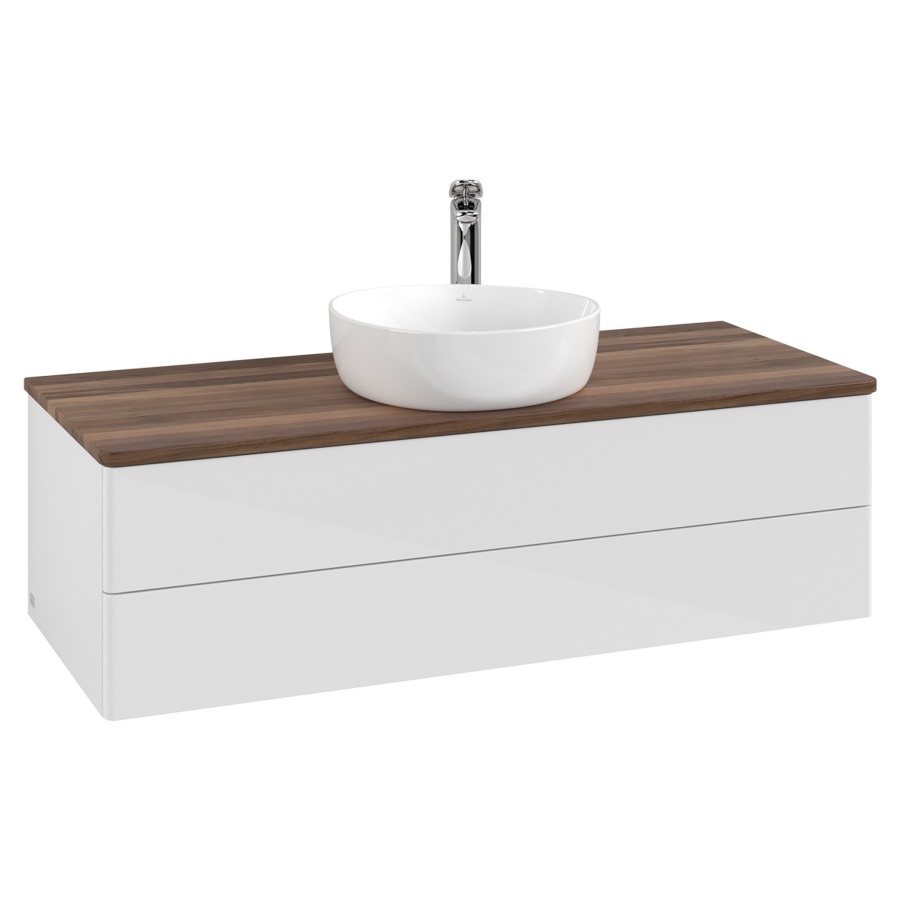 Élément inférieur  Antao
120 x 36 x 50 cm
élément de tiroir, 2&nbsp;tiroirs
avec siphon gain de place
avec matériel de fixation
pour 1 lavabo à poser 101037/101039/234171
recouvrement Warm Walnut, 1 trou pour robinet