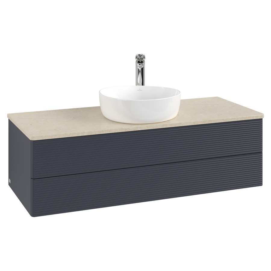 Élément inférieur  Antao
120 x 36 x 50 cm
élément de tiroir, 2&nbsp;tiroirs
avec siphon gain de place
avec matériel de fixation
pour 1 lavabo à poser 101037/101039/234171
recouvrement Botticino, 1 trou pour robinet