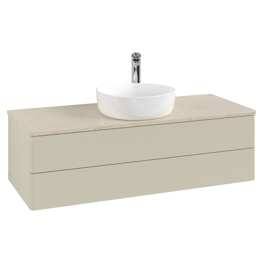 Élément inférieur  Antao
120 x 36 x 50 cm
élément de tiroir, 2&nbsp;tiroirs
avec siphon gain de place
avec matériel de fixation
pour 1 lavabo à poser 101037/101039/234171
recouvrement Botticino, 1 trou pour robinet