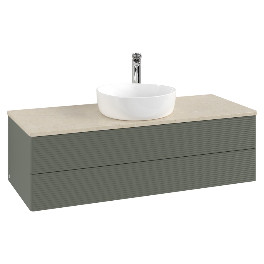 Élément inférieur  Antao
120 x 36 x 50 cm
élément de tiroir, 2&nbsp;tiroirs
avec siphon gain de place
avec matériel de fixation
pour 1 lavabo à poser 101037/101039/234171
recouvrement Botticino, 1 trou pour robinet