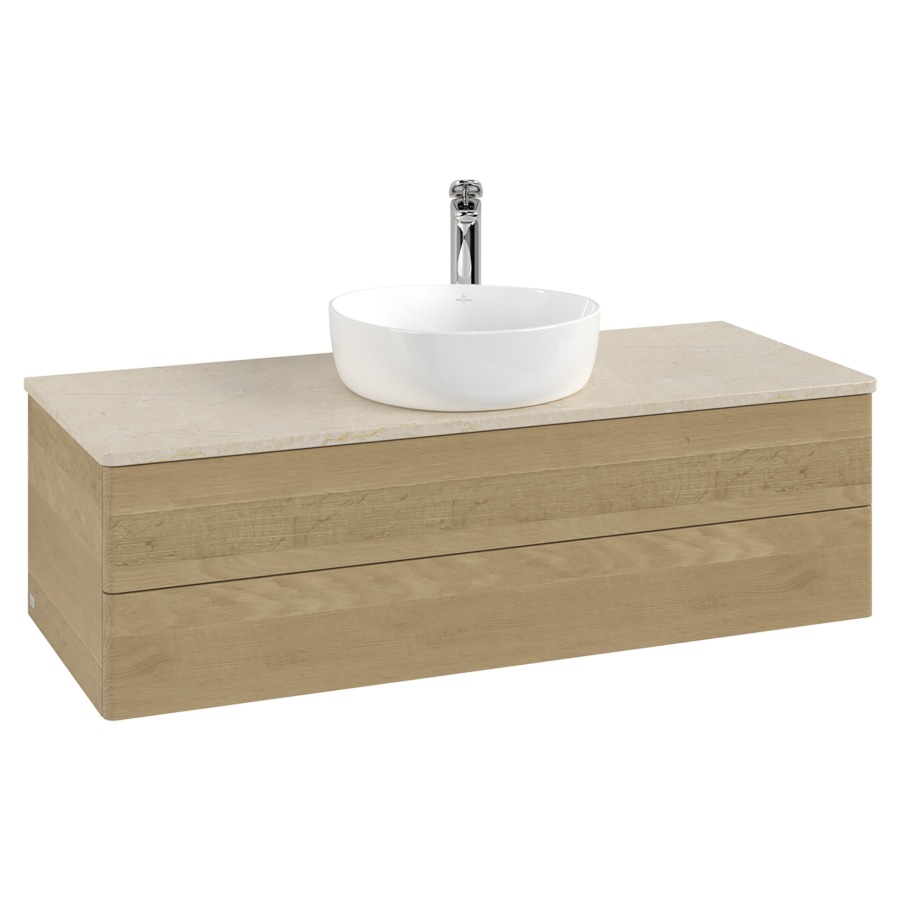 Élément inférieur  Antao
120 x 36 x 50 cm
élément de tiroir, 2&nbsp;tiroirs
avec siphon gain de place
avec matériel de fixation
pour 1 lavabo à poser 101037/101039/234171
recouvrement Botticino, 1 trou pour robinet