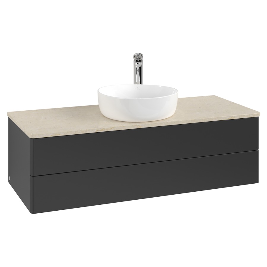 Élément inférieur  Antao
120 x 36 x 50 cm
élément de tiroir, 2&nbsp;tiroirs
avec siphon gain de place
avec matériel de fixation
pour 1 lavabo à poser 101037/101039/234171
recouvrement Botticino, 1 trou pour robinet