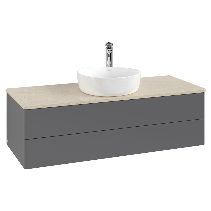 Élément inférieur  Antao
120 x 36 x 50 cm
élément de tiroir, 2&nbsp;tiroirs
avec siphon gain de place
avec matériel de fixation
pour 1 lavabo à poser 101037/101039/234171
recouvrement Botticino, 1 trou pour robinet