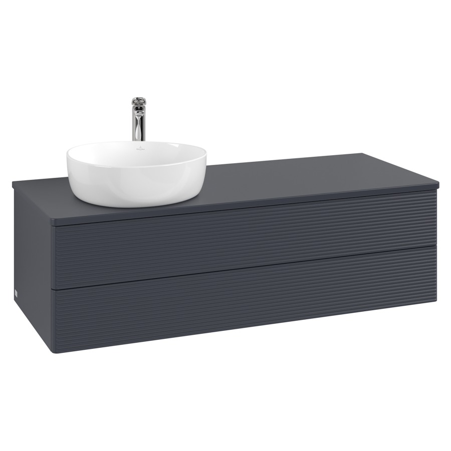 Élément inférieur  Antao
120 x 36 x 50 cm
élément de tiroir, 2&nbsp;tiroirs
lavabo à gauche
avec siphon gain de place
avec matériel de fixation
pour 1 lavabo à poser 234171/234172/234173
recouvrement sans trou pour robinet
