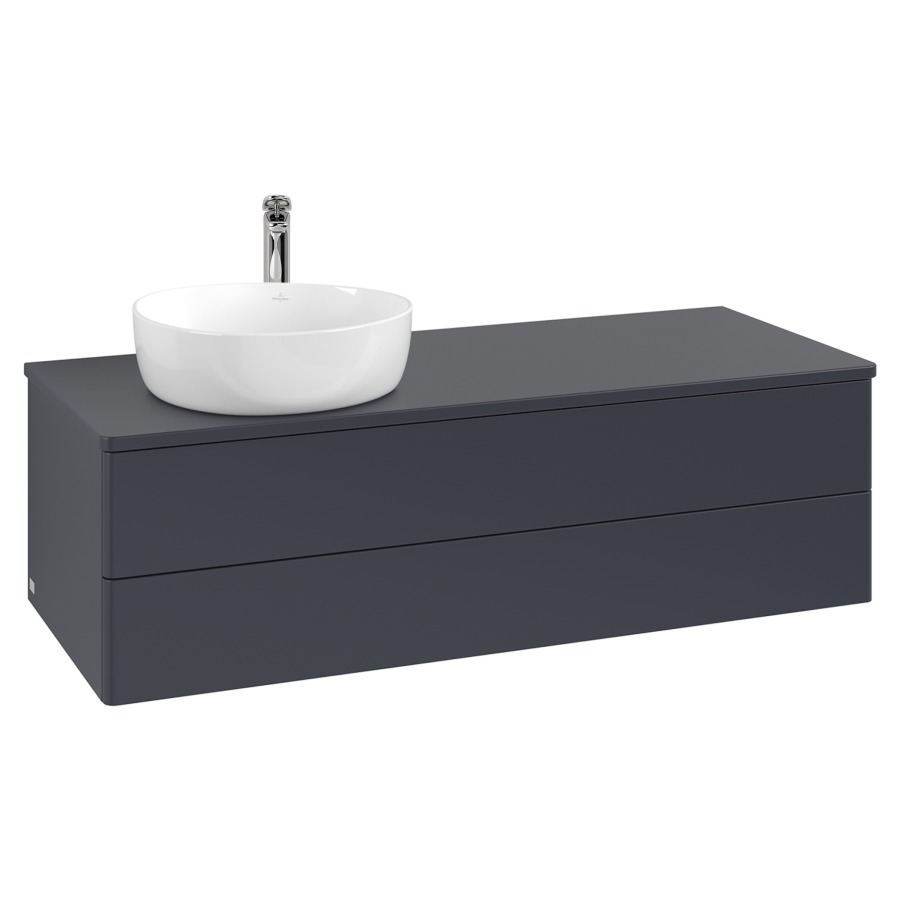 Élément inférieur  Antao
120 x 36 x 50 cm
élément de tiroir, 2&nbsp;tiroirs
lavabo à gauche
avec siphon gain de place
avec matériel de fixation
pour 1 lavabo à poser 234171/234172/234173
recouvrement sans trou pour robinet