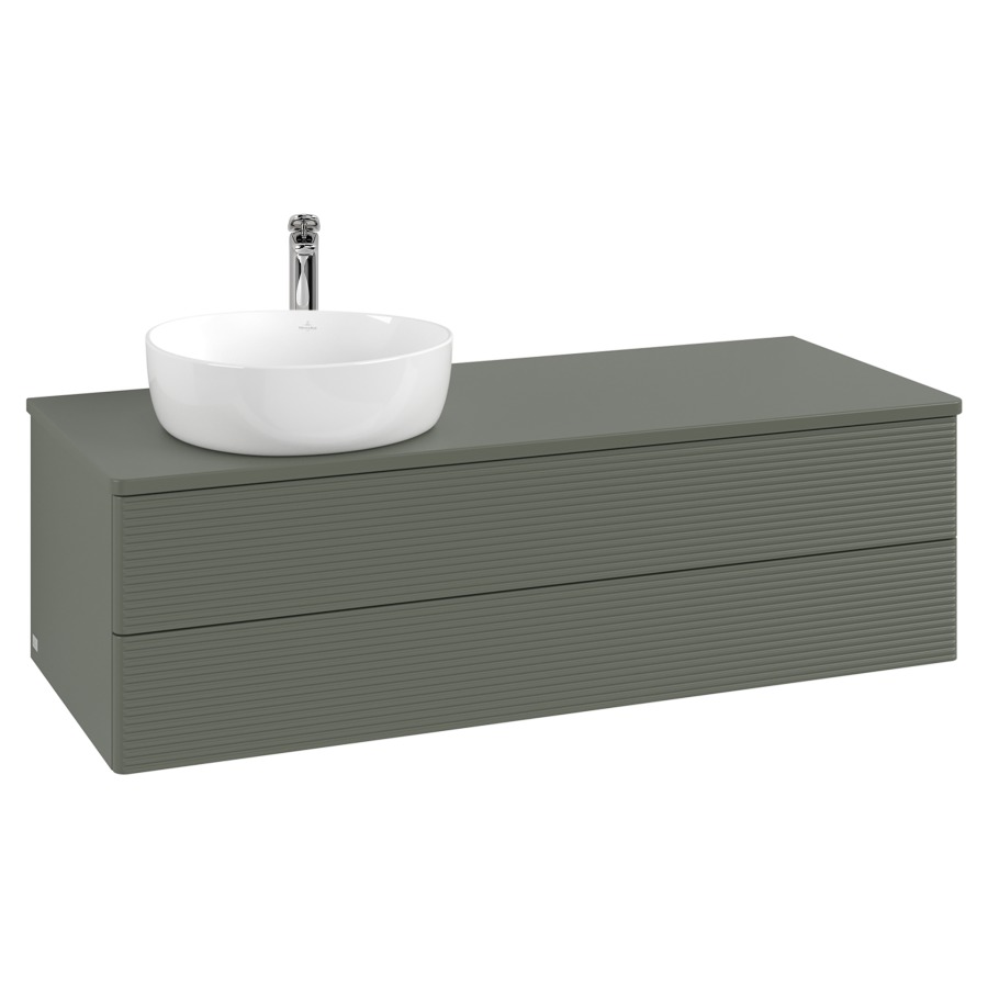 Élément inférieur  Antao
120 x 36 x 50 cm
élément de tiroir, 2&nbsp;tiroirs
lavabo à gauche
avec siphon gain de place
avec matériel de fixation
pour 1 lavabo à poser 234171/234172/234173
recouvrement sans trou pour robinet