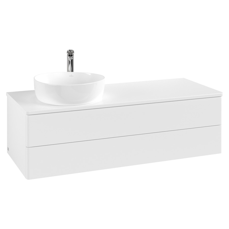 Élément inférieur  Antao
120 x 36 x 50 cm
élément de tiroir, 2&nbsp;tiroirs
lavabo à gauche
avec siphon gain de place
avec matériel de fixation
pour 1 lavabo à poser 234171/234172/234173
recouvrement sans trou pour robinet