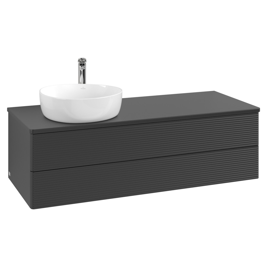 Élément inférieur  Antao
120 x 36 x 50 cm
élément de tiroir, 2&nbsp;tiroirs
lavabo à gauche
avec siphon gain de place
avec matériel de fixation
pour 1 lavabo à poser 234171/234172/234173
recouvrement sans trou pour robinet