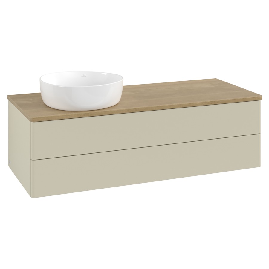 Élément inférieur  Antao
120 x 36 x 50 cm
élément de tiroir, 2&nbsp;tiroirs
lavabo à gauche
avec siphon gain de place
avec matériel de fixation
pour 1 lavabo à poser 234171/234172/234173
recouvrement Honey Oak
sans trou pour robinet