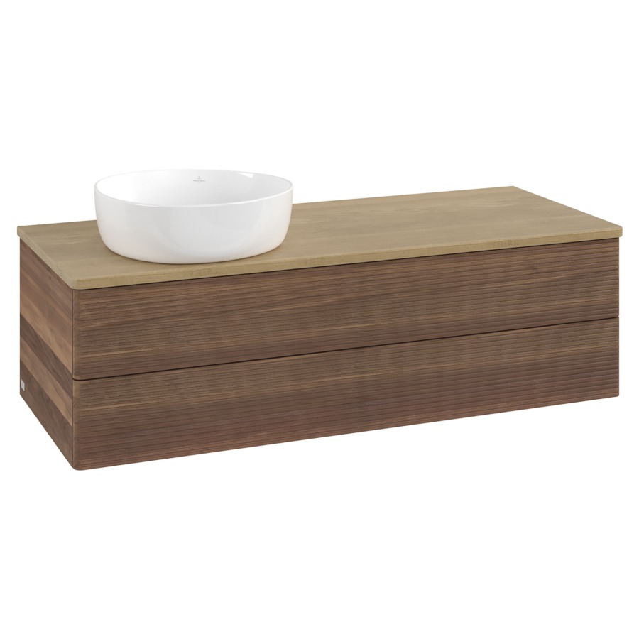 Élément inférieur  Antao
120 x 36 x 50 cm
élément de tiroir, 2&nbsp;tiroirs
lavabo à gauche
avec siphon gain de place
avec matériel de fixation
pour 1 lavabo à poser 234171/234172/234173
recouvrement Honey Oak
sans trou pour robinet