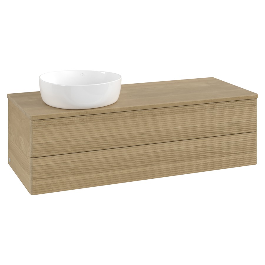 Élément inférieur  Antao
120 x 36 x 50 cm
élément de tiroir, 2&nbsp;tiroirs
lavabo à gauche
avec siphon gain de place
avec matériel de fixation
pour 1 lavabo à poser 234171/234172/234173
recouvrement Honey Oak
sans trou pour robinet