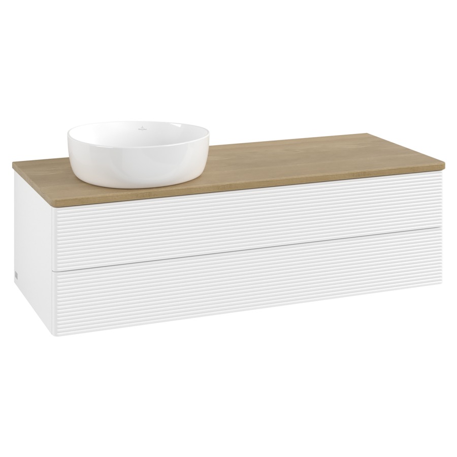Élément inférieur  Antao
120 x 36 x 50 cm
élément de tiroir, 2&nbsp;tiroirs
lavabo à gauche
avec siphon gain de place
avec matériel de fixation
pour 1 lavabo à poser 234171/234172/234173
recouvrement Honey Oak
sans trou pour robinet