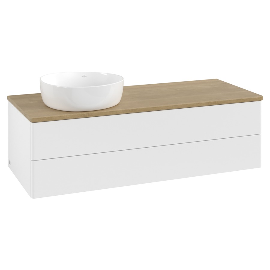 Élément inférieur  Antao
120 x 36 x 50 cm
élément de tiroir, 2&nbsp;tiroirs
lavabo à gauche
avec siphon gain de place
avec matériel de fixation
pour 1 lavabo à poser 234171/234172/234173
recouvrement Honey Oak
sans trou pour robinet