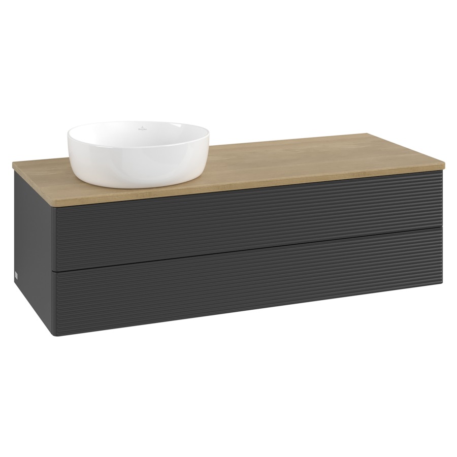 Élément inférieur  Antao
120 x 36 x 50 cm
élément de tiroir, 2&nbsp;tiroirs
lavabo à gauche
avec siphon gain de place
avec matériel de fixation
pour 1 lavabo à poser 234171/234172/234173
recouvrement Honey Oak
sans trou pour robinet