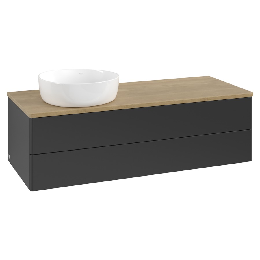 Élément inférieur  Antao
120 x 36 x 50 cm
élément de tiroir, 2&nbsp;tiroirs
lavabo à gauche
avec siphon gain de place
avec matériel de fixation
pour 1 lavabo à poser 234171/234172/234173
recouvrement Honey Oak
sans trou pour robinet