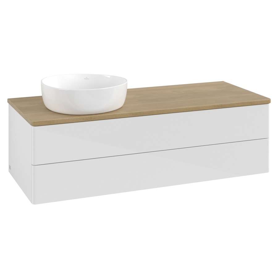 Élément inférieur  Antao
120 x 36 x 50 cm
élément de tiroir, 2&nbsp;tiroirs
lavabo à gauche
avec siphon gain de place
avec matériel de fixation
pour 1 lavabo à poser 234171/234172/234173
recouvrement Honey Oak
sans trou pour robinet