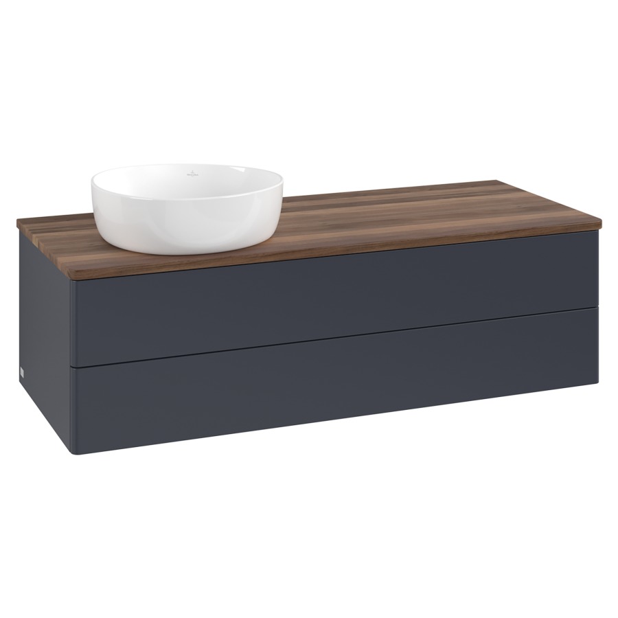 Élément inférieur  Antao
120 x 36 x 50 cm
élément de tiroir, 2&nbsp;tiroirs
lavabo à gauche
avec siphon gain de place
avec matériel de fixation
pour 1 lavabo à poser 234171/234172/234173
recouvrement Warm Walnut
sans trou pour robinet