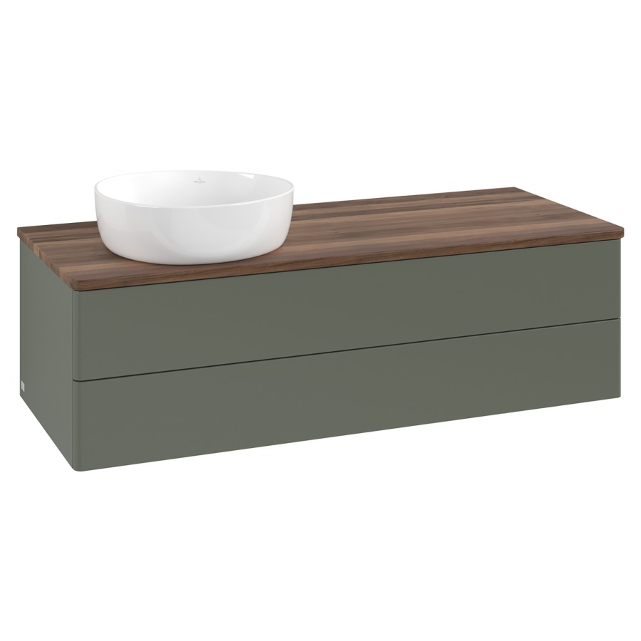 Élément inférieur  Antao
120 x 36 x 50 cm
élément de tiroir, 2&nbsp;tiroirs
lavabo à gauche
avec siphon gain de place
avec matériel de fixation
pour 1 lavabo à poser 234171/234172/234173
recouvrement Warm Walnut
sans trou pour robinet
