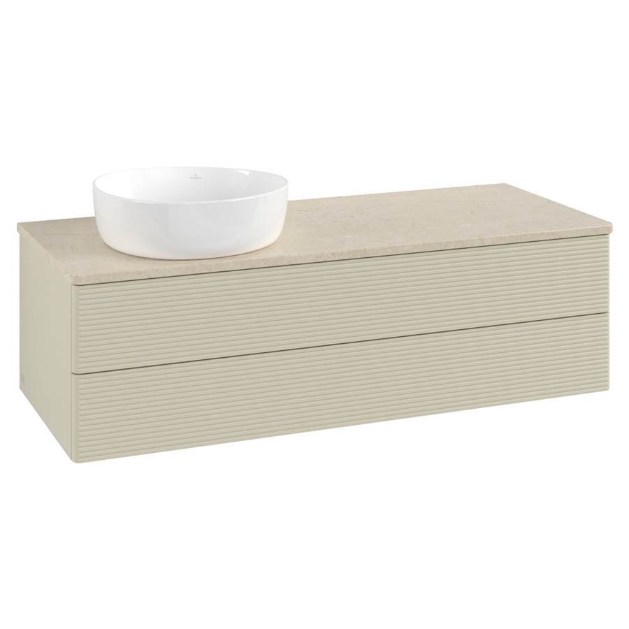 Élément inférieur  Antao
120 x 36 x 50 cm
élément de tiroir, 2&nbsp;tiroirs
lavabo à gauche
avec siphon gain de place
avec matériel de fixation
pour 1 lavabo à poser 234171/234172/234173
recouvrement Botticino
sans trou pour robinet