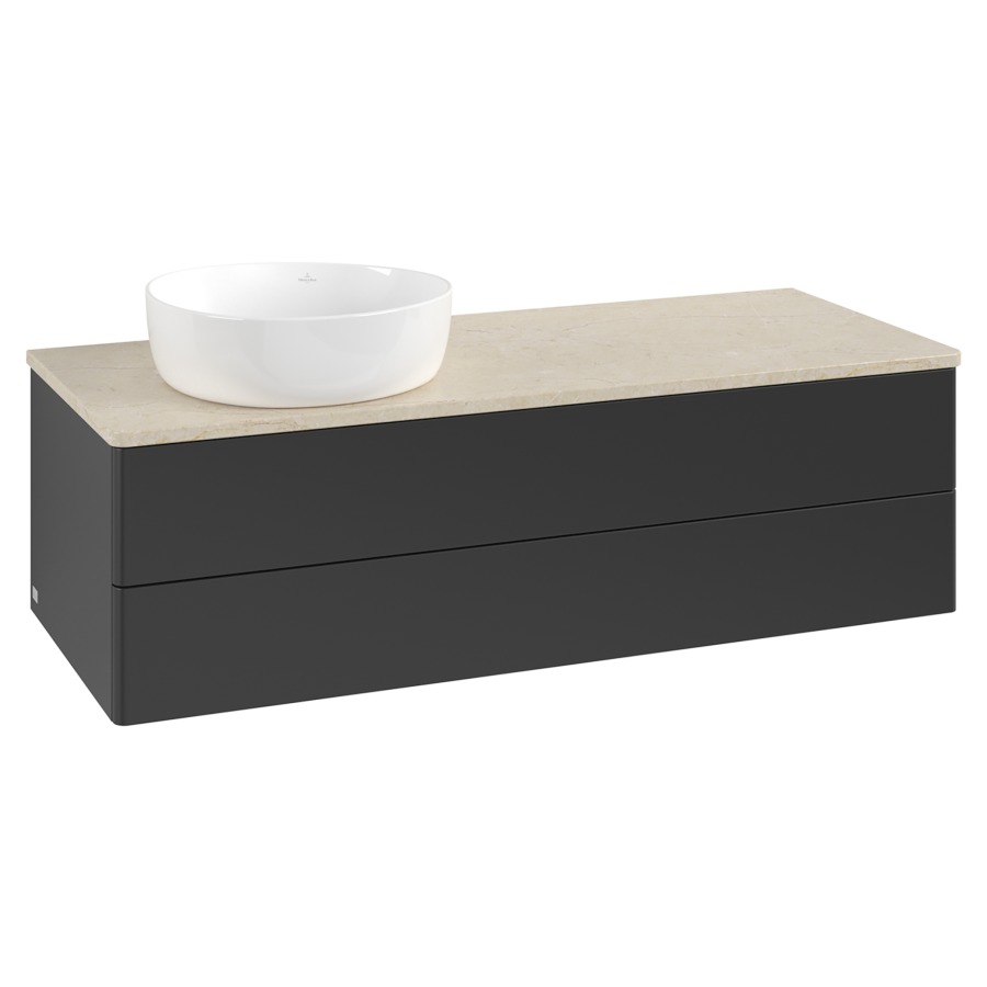 Élément inférieur  Antao
120 x 36 x 50 cm
élément de tiroir, 2&nbsp;tiroirs
lavabo à gauche
avec siphon gain de place
avec matériel de fixation
pour 1 lavabo à poser 234171/234172/234173
recouvrement Botticino
sans trou pour robinet