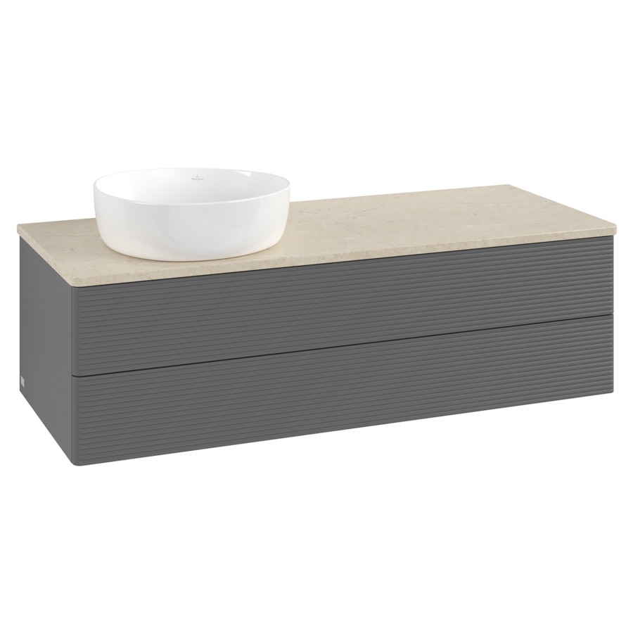 Élément inférieur  Antao
120 x 36 x 50 cm
élément de tiroir, 2&nbsp;tiroirs
lavabo à gauche
avec siphon gain de place
avec matériel de fixation
pour 1 lavabo à poser 234171/234172/234173
recouvrement Botticino
sans trou pour robinet
