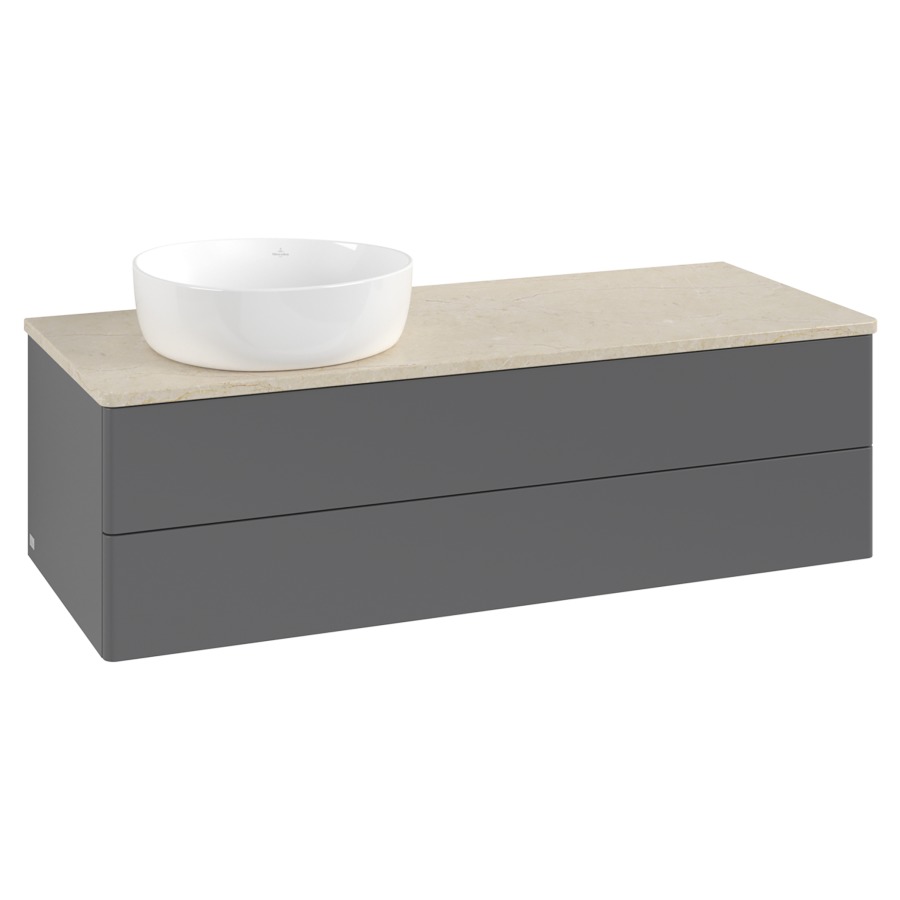 Élément inférieur  Antao
120 x 36 x 50 cm
élément de tiroir, 2&nbsp;tiroirs
lavabo à gauche
avec siphon gain de place
avec matériel de fixation
pour 1 lavabo à poser 234171/234172/234173
recouvrement Botticino
sans trou pour robinet