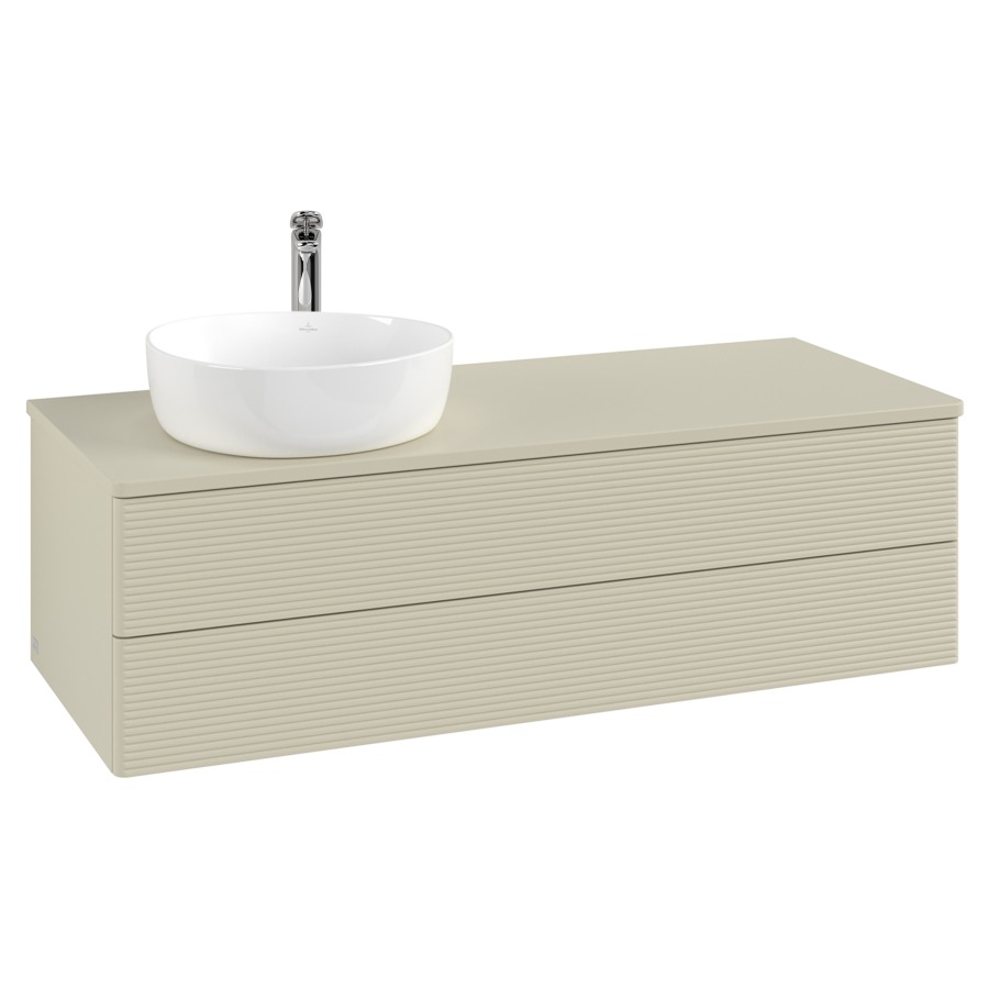 Élément inférieur  Antao
120 x 36 x 50 cm
élément de tiroir, 2&nbsp;tiroirs
lavabo à gauche
avec siphon gain de place
avec matériel de fixation
pour 1 lavabo à poser 234171/234172/234173
recouvrement avec trou pour robinet