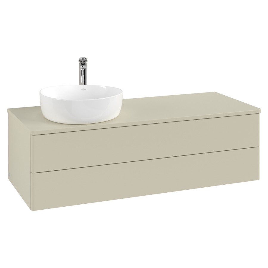 Élément inférieur  Antao
120 x 36 x 50 cm
élément de tiroir, 2&nbsp;tiroirs
lavabo à gauche
avec siphon gain de place
avec matériel de fixation
pour 1 lavabo à poser 234171/234172/234173
recouvrement avec trou pour robinet