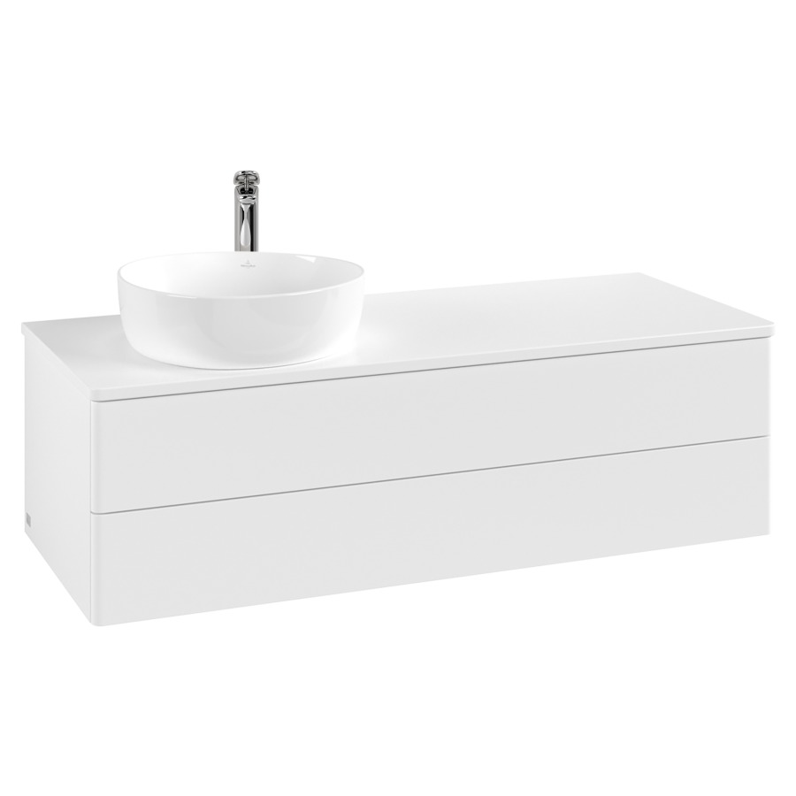 Élément inférieur  Antao
120 x 36 x 50 cm
élément de tiroir, 2&nbsp;tiroirs
lavabo à gauche
avec siphon gain de place
avec matériel de fixation
pour 1 lavabo à poser 234171/234172/234173
recouvrement avec trou pour robinet