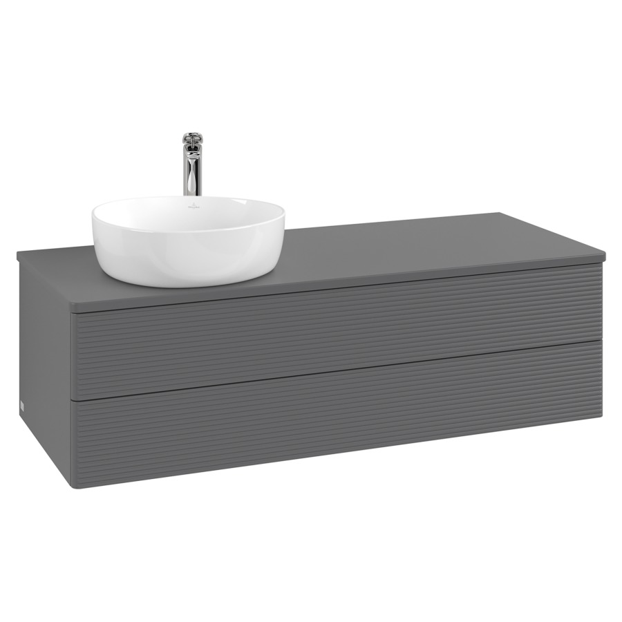 Élément inférieur  Antao
120 x 36 x 50 cm
élément de tiroir, 2&nbsp;tiroirs
lavabo à gauche
avec siphon gain de place
avec matériel de fixation
pour 1 lavabo à poser 234171/234172/234173
recouvrement avec trou pour robinet