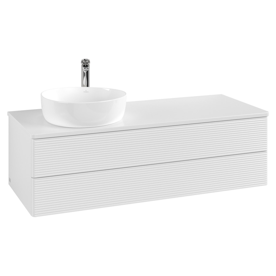 Élément inférieur  Antao
120 x 36 x 50 cm
élément de tiroir, 2&nbsp;tiroirs
lavabo à gauche
avec siphon gain de place
avec matériel de fixation
pour 1 lavabo à poser 234171/234172/234173
recouvrement avec trou pour robinet