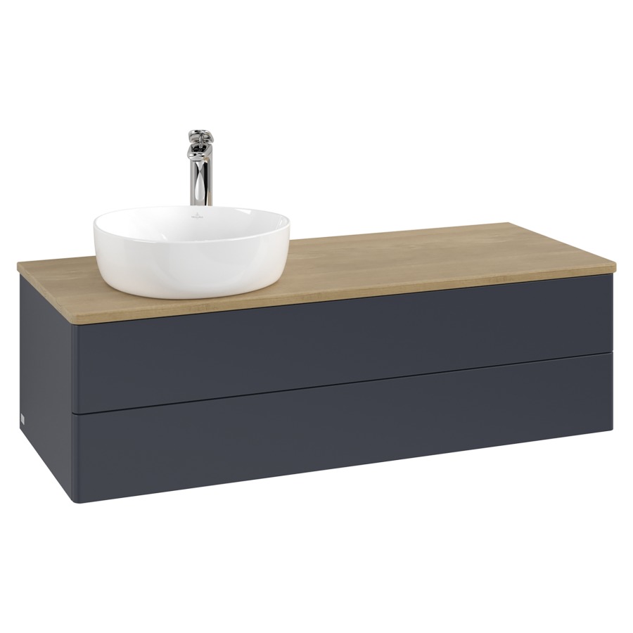 Élément inférieur  Antao
120 x 36 x 50 cm
élément de tiroir, 2&nbsp;tiroirs
lavabo à gauche
avec siphon gain de place
avec matériel de fixation
pour 1 lavabo à poser 101037/101038/234171
recouvrement Honey Oak, 1 trou pour robinet