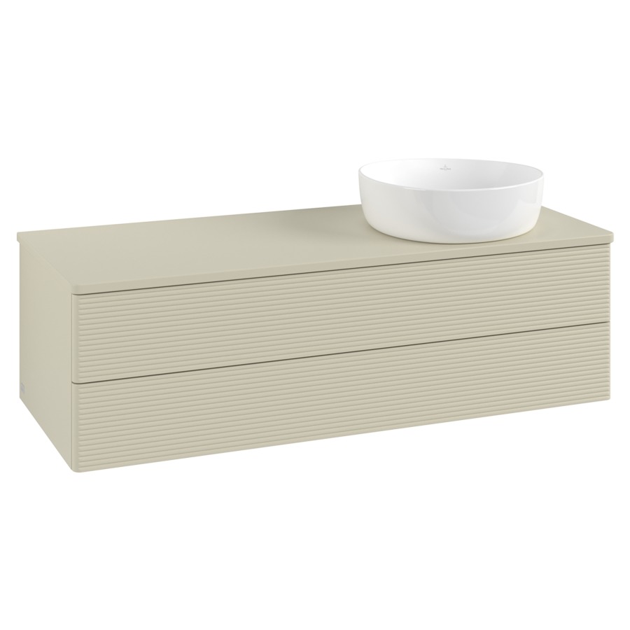 Élément inférieur  Antao
120 x 36 x 50 cm
élément de tiroir, 2&nbsp;tiroirs
lavabo à droite
avec siphon gain de place
avec matériel de fixation
pour 1 lavabo à poser 234171/234172/234173
recouvrement sans trou pour robinet