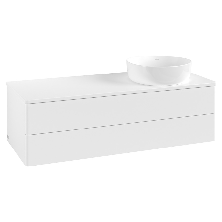 Élément inférieur  Antao
120 x 36 x 50 cm
élément de tiroir, 2&nbsp;tiroirs
lavabo à droite
avec siphon gain de place
avec matériel de fixation
pour 1 lavabo à poser 234171/234172/234173
recouvrement sans trou pour robinet
