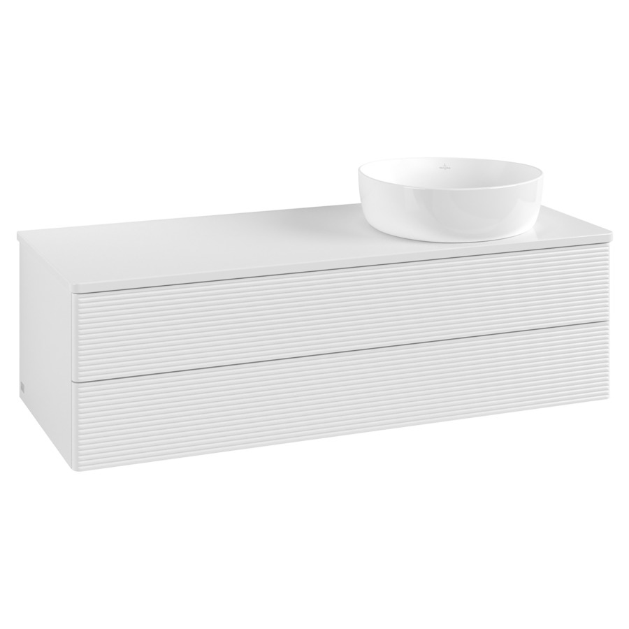Élément inférieur  Antao
120 x 36 x 50 cm
élément de tiroir, 2&nbsp;tiroirs
lavabo à droite
avec siphon gain de place
avec matériel de fixation
pour 1 lavabo à poser 234171/234172/234173
recouvrement sans trou pour robinet